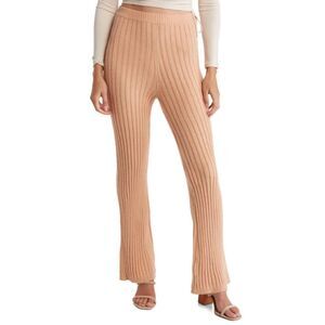 Wayf Sawyer Rib Wide Leg Pants In Peach